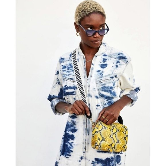 Clare V. Midi Sac in Yellow Mini Snake Print Leather Convertible Bag NWT - Picture 6 of 6